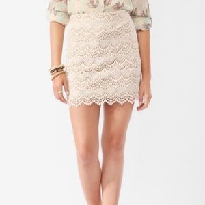 Forever 21 Love 21 Cream Crochet Skirt